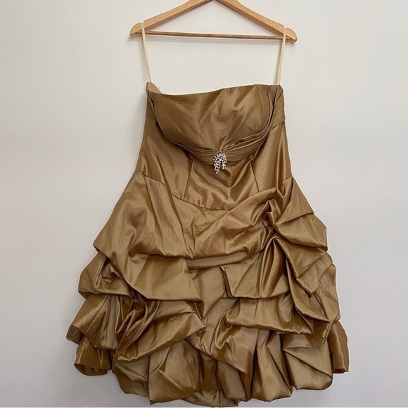 Anaïs Design gold strapless dress ballon pleated woven prom jewels corset 12 14 - Picture 3 of 16